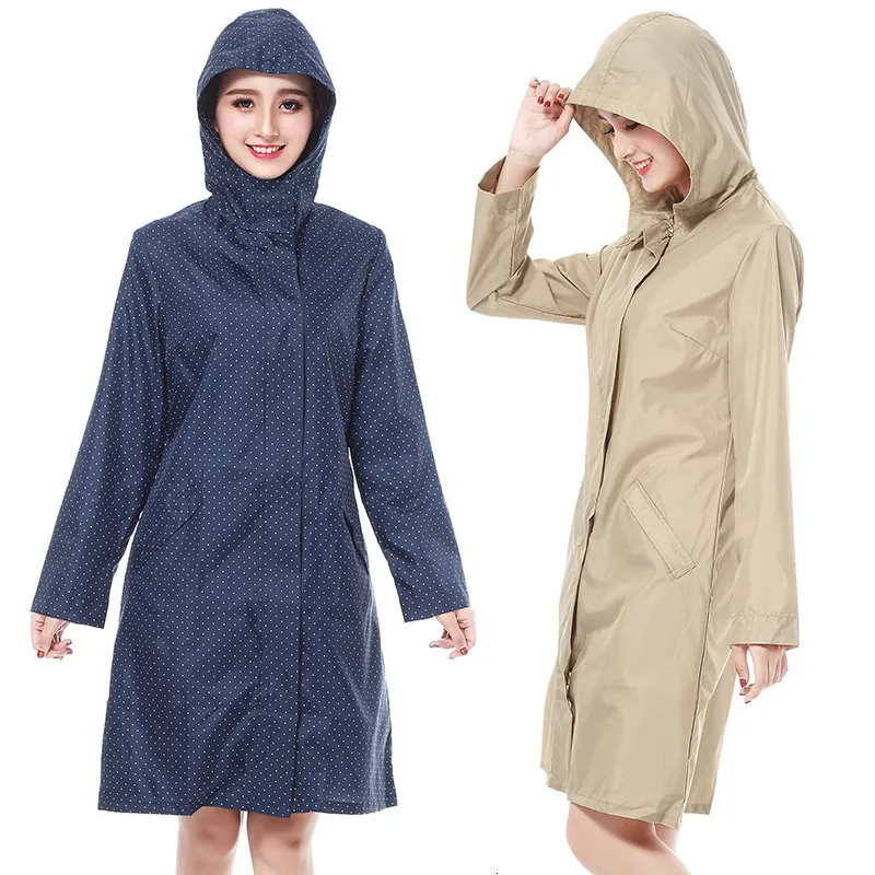 Impermeabili per le donne con pioggia solida outdoor plus size cappotto per la giacca lunghe con cappuccio con cappuccio 230414