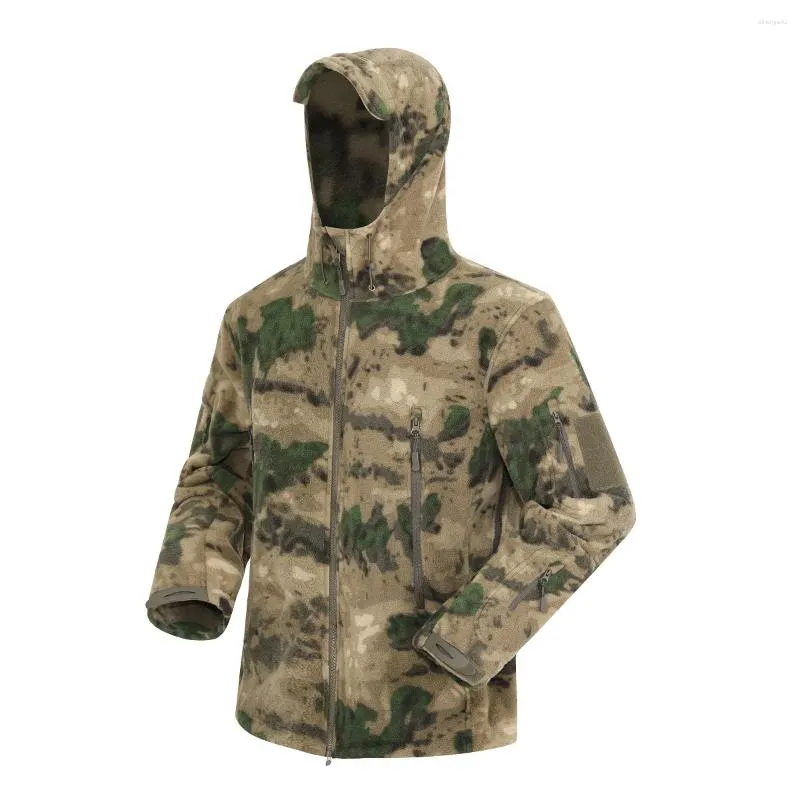Hunting Jackets Outdoor Military Windproof And Warm Fleece Hood Jacket L3 Russian Submachine MC Multi Terrain Green Ruins
