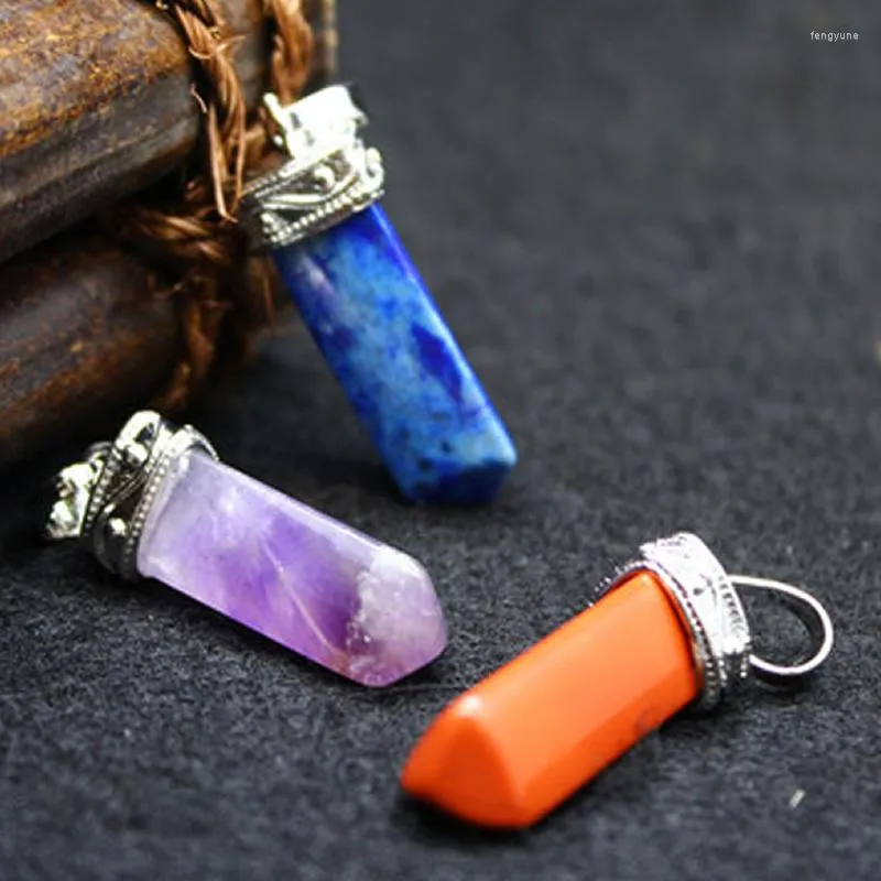 Pendant Necklaces Natural Crystal Pendants Triangle Prism Healing Point Pendulum Women Black Obsidian Purple Pink Suspension Reiki