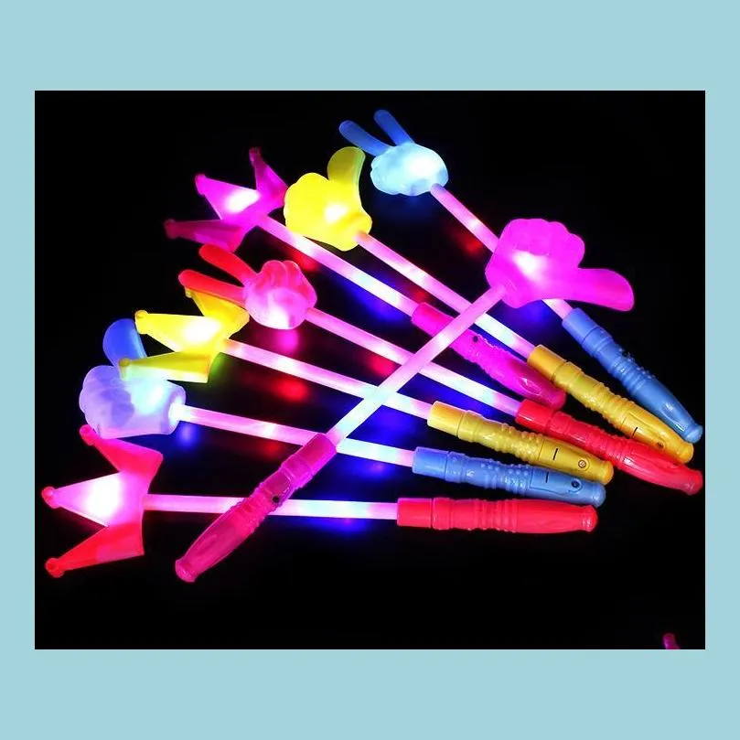 Party Favor Flashing Wand Glow Sticks Light Up Magical Crown Star Gesture Stick Wands For Concert Event Raves Prop Kids Favo Dhi0X