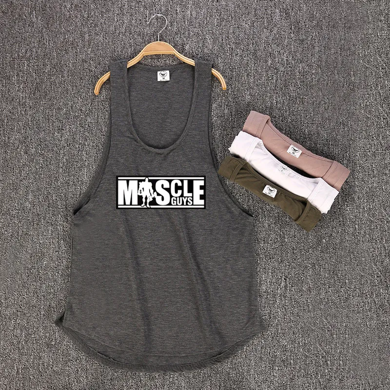 Men's Tank Tops Muscleguys Brand Bodybuilding Sleeveless Shirt Mens Gyms Top Low Cut Vest Sexy Muscle Fitness Stringer sportwear Undershirt 230414