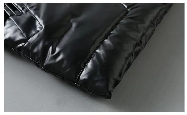 Men's Vests #3623 Black Grey Casual Waistcoat With Hooded Autumn Winter Shiny Surface Mens Warm Vest Bodywarmer_voghion.com