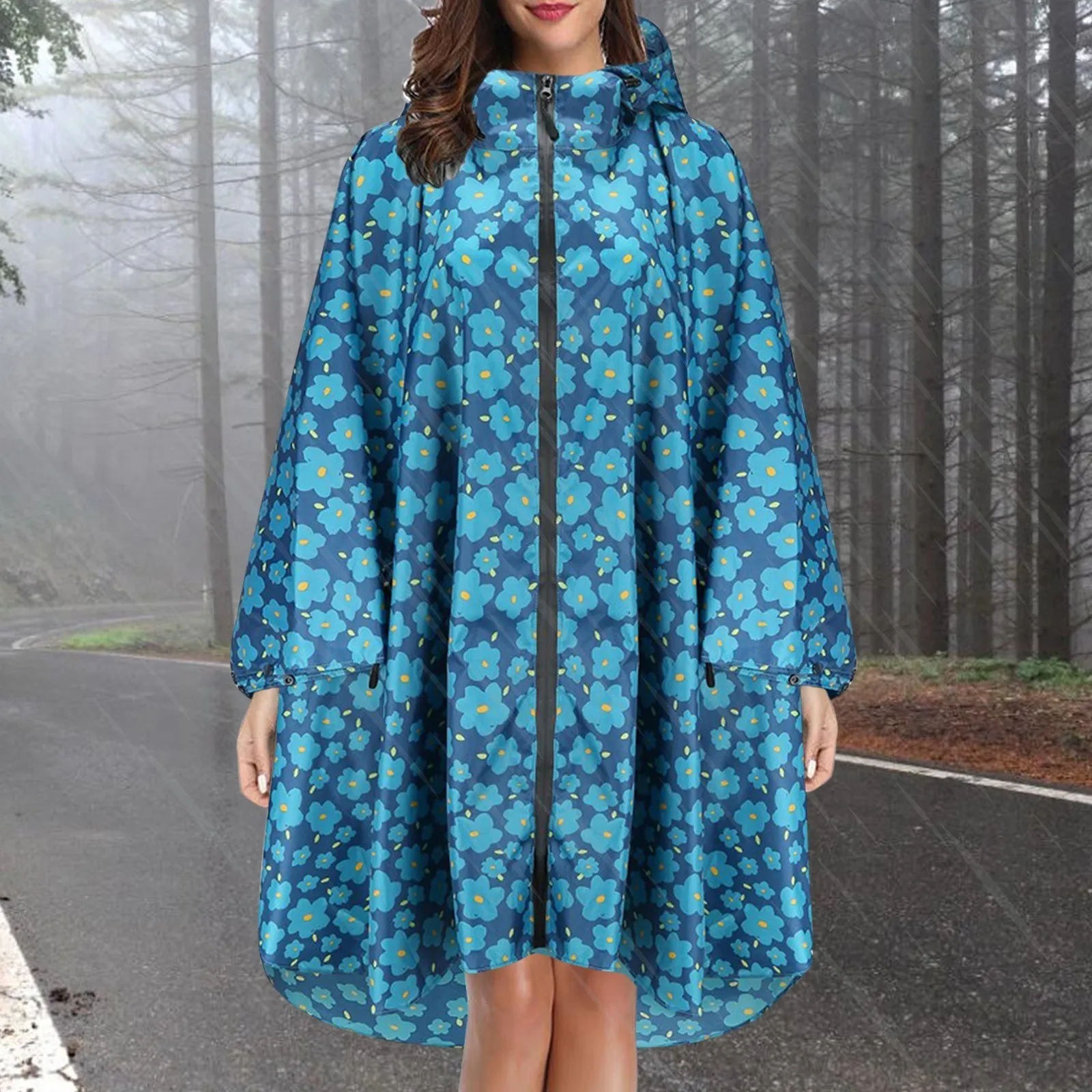Poncho Imperméable Long à Capuche – Veste De Pluie Réutilisable Homme Outdoor Urbain