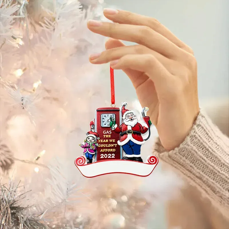 New Arrival Santa Claus Christmas tree Pendant Handwritten Name Resin Christmas ornament