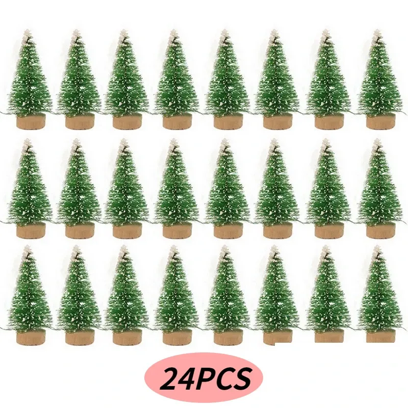 Decorações de Natal 2412 Peças Pequena Árvore de Natal Decorativa Pinho Falso DIY Mini Árvore de Natal Artificial Santa Neve Decorações para Casa Navidad 231113