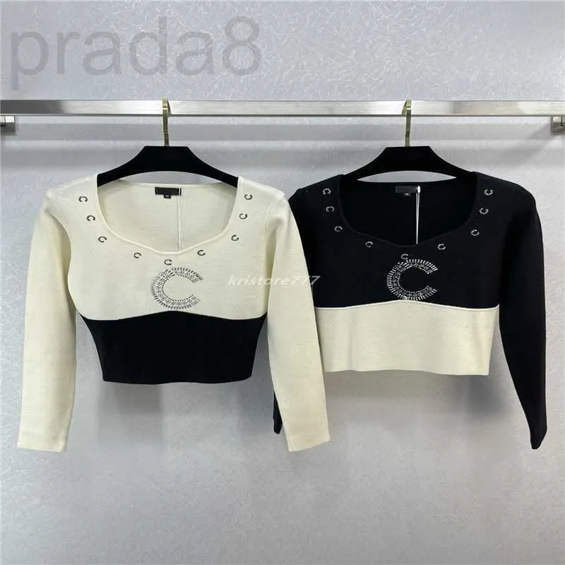 Kadın Sweaters Designer 23SS FW Kashmere Örgüleri Mektup Beads Milan Pist Mahsul Üst Gömlek Yüksek Son Bodycon Elastikiyet Kazak Sweater Çıkış 9yhu