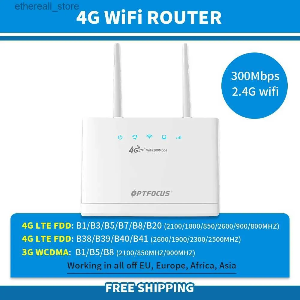 Routrar OptFocus gratis frakt Portable WiFi Access Point Ethernet Port Supported LTE 4G Router med SIM Card Slot Q231114