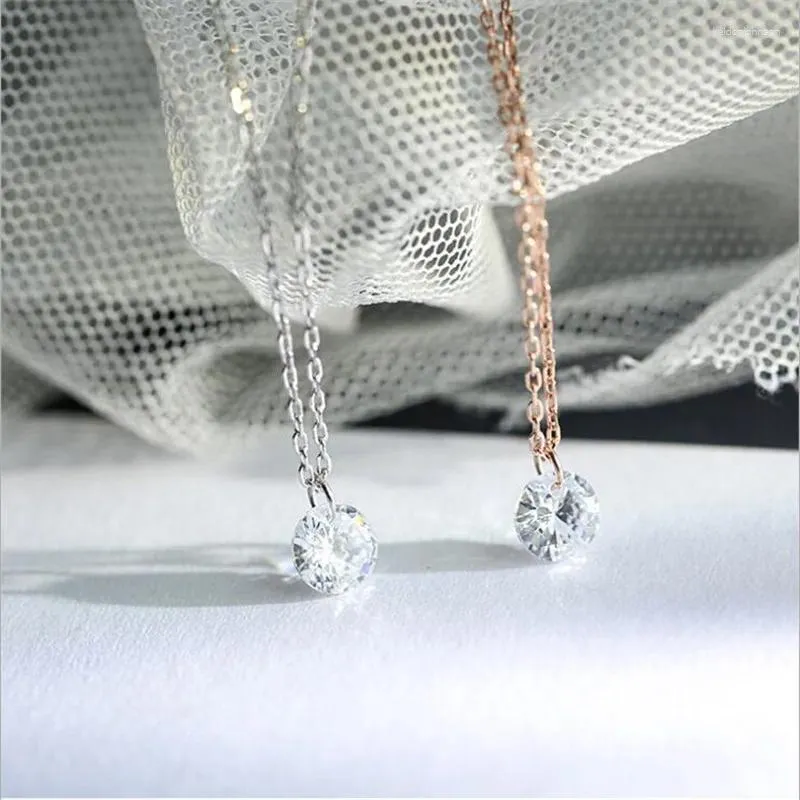 Pendant Necklaces Simple Geometric Flash Crystal Fashion Silver Plated Jewelry Exquisite Clavicle Chain N094