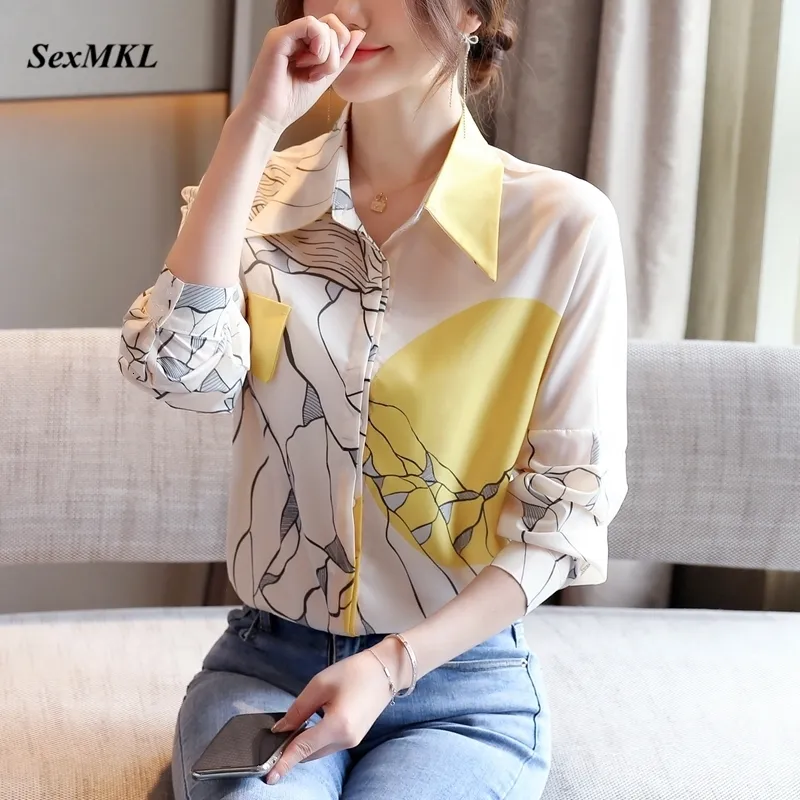 Frauen Blusen Shirts Frauen Gedruckt Büro Blusen Mode Langarm Chiffon Koreanische Damen Tops Herbst Winter Kleidung Elegante Sexy Arbeitshemden 230414