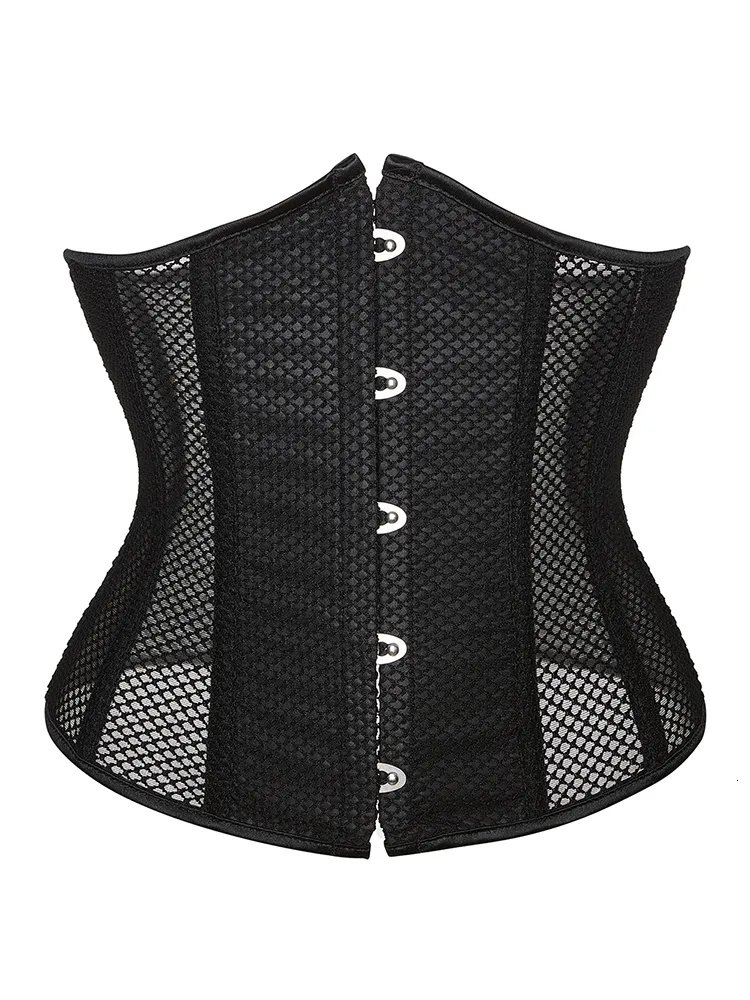 Femmes Shapers Gothique Mesh Respirant Corset Femmes Sexy Bustier Taille Cincher Minceur Corps Shaper Plus La Taille Underbust Corselet Noir Clubwear 230414