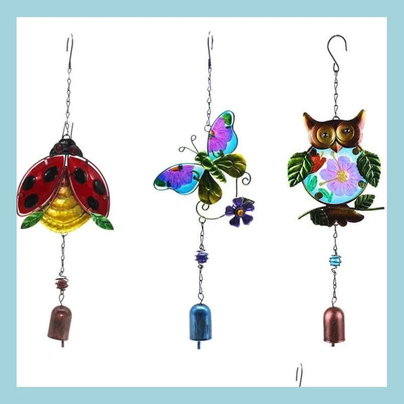 Decorações de jardim Wind Chime Ladybug Butterfly coruja Windbell Decoração Pátio Pátio Pátio Pátio Jarra Decoração Varanda Decoração de Férias Drop De Dhzjh