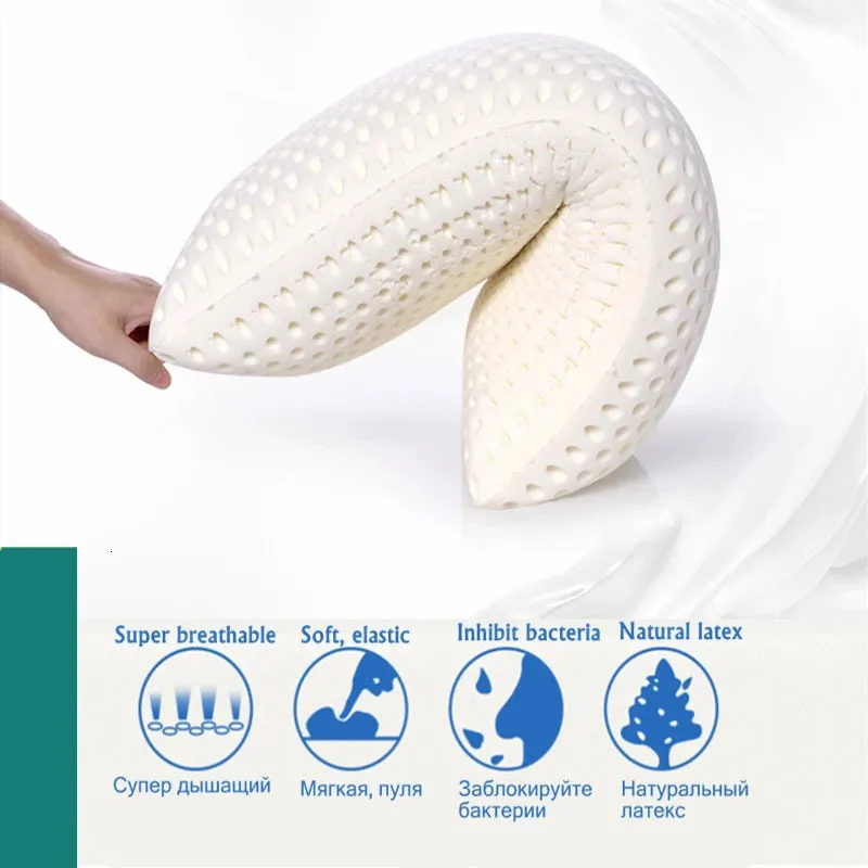 Pillow 100 Pure Natural Latex for Neck Pain Relieve Sleep Orthopedic s Comfortable Breathable Cervical Health Care 230414