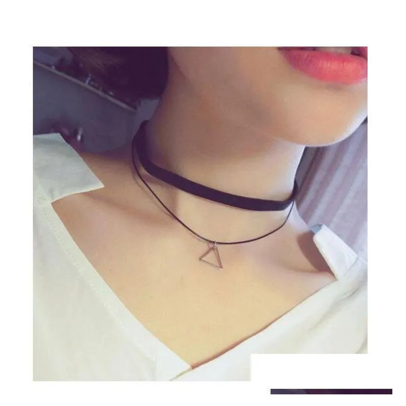Chokers Velour Lether Collier Double Couche Harajuku Choker Colliers Pour Femmes Acrylique Gem Cadeau 10 Styles Drop Delivery Jewe Dhgarden Dhkqb
