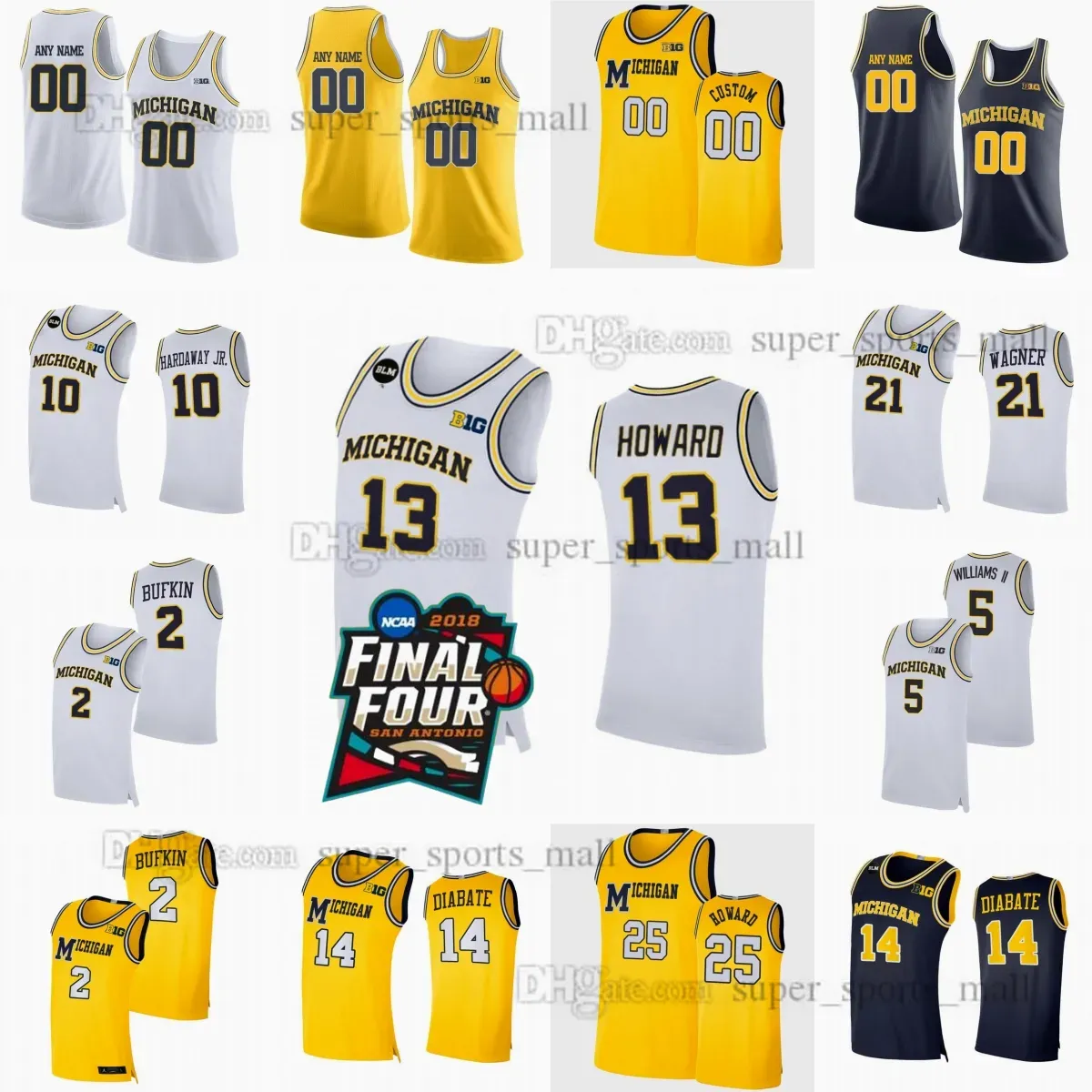 Maillots de basket-ball personnalisés XS-6XL NCAA Michigan Wolverines College 2 Bufkin 5 Terrance Williams II 32 Tarris Reed Jr. 13 Jett Howard 42 Will