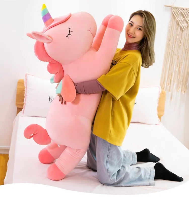 Serin şeyler pembe midilli bebek doldurulmuş huggy wuggy peluş oyuncak tek boynuzlu at peluş oyuncak gökkuşağı midilli bebek büyük midilli çocuk atma oyuncak peluche lisorne Noel hediye oyuncak çocuk için