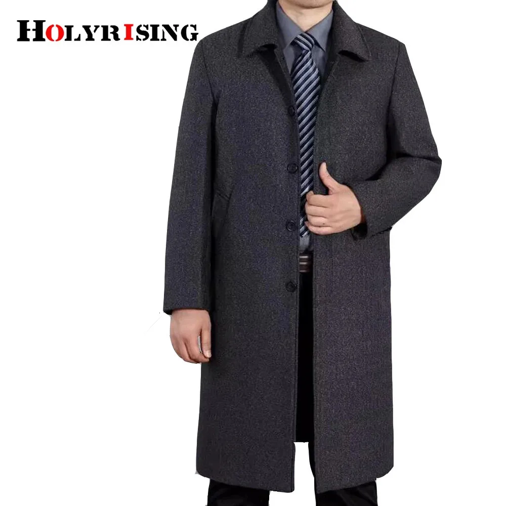 Men's Jackets Men Long Wool coat abrigos invierno hombre Autumn and Winter Boutique Woolen Black Gray Classic Solid Color Thick Warm 231113