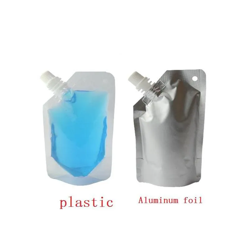 Verpakkingszakken Doypack Aluminium Folie Suit voor het drinken van vloeistofopslag Jelly Melksaus Olie Transparant Stand -Up LX2932 Drop Deliv DHH9B