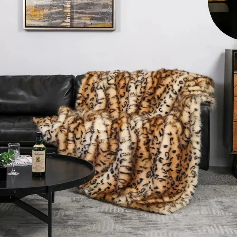 Koce Nordic Super Soft Shaggy Faux Futro Ket Luksusowy dom dekoracyjny domek ciepłe pluszowe grube koce na sofę do łóżka na kanapa 150*200 cm 231113