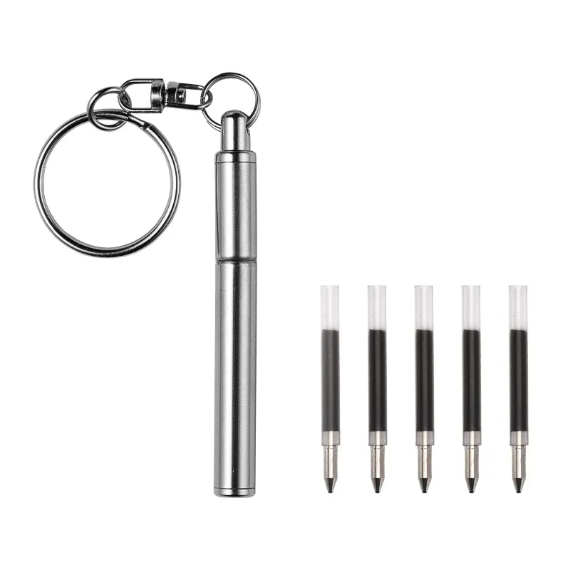 Calchain de caneta esferográfica Mini -chaveiro de metal multifuncional