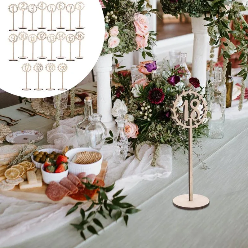 Decorazione per feste 20 pezzi Numeri da tavolo in legno Decor Ornamenti per ricevimenti per numeri di nozze