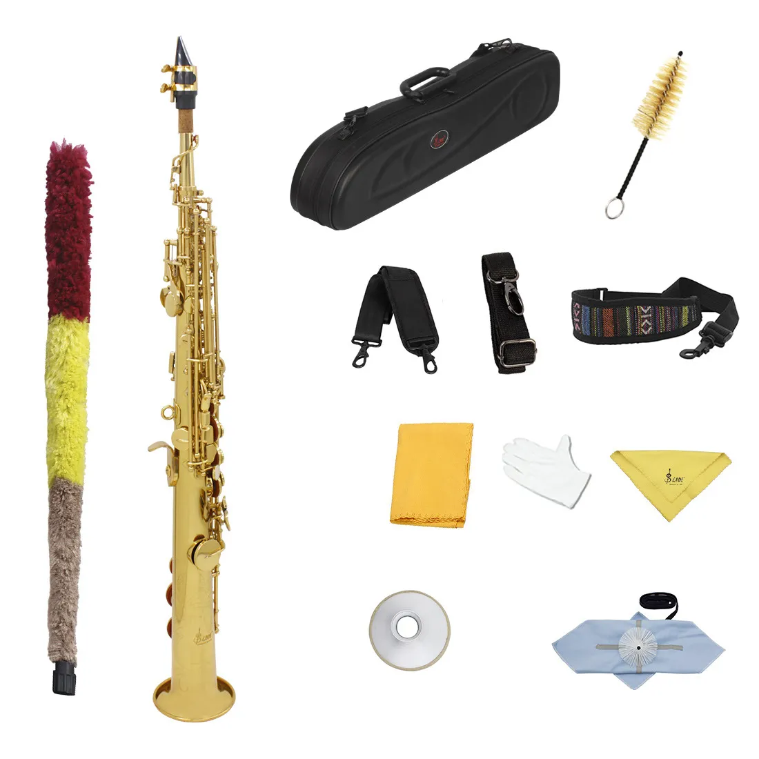 Coffret en cuir pour saxophone soprano droit Bb, coffret d'examen pour saxophone soprano, kit d'entretien des instruments envoyés