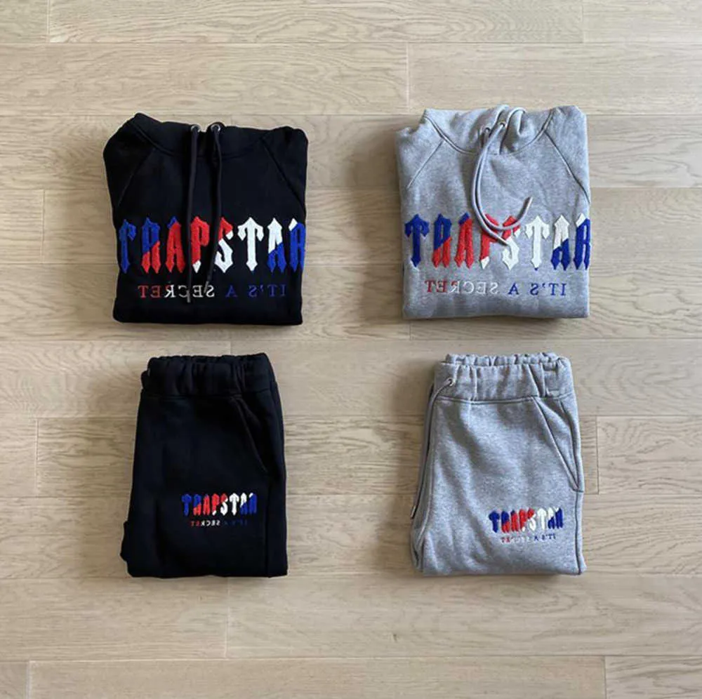 5A dresy odzież sportowa Trapstar hafty garnitury sportowa bluza z kapturem Jogging spodnie dresowe na co dzień dla mężczyzn klasyczny design 80ess