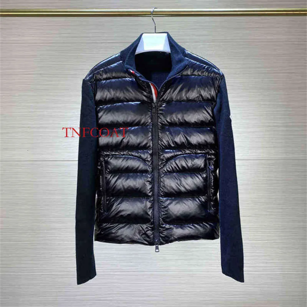 Winter Men Fashion Down Jackets Wool Knitted and 90% White Duck Down Padding Patchwork Zipper Up Cardigan Man Autumn Coats jacketstop