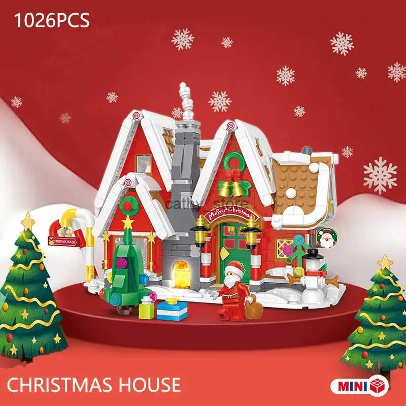 Veicoli Giocattoli 1026PCS Buon Natale Casa Building Blocks Casa delle bambole fai da te Capodanno Babbo Natale Regali per bambiniL231114