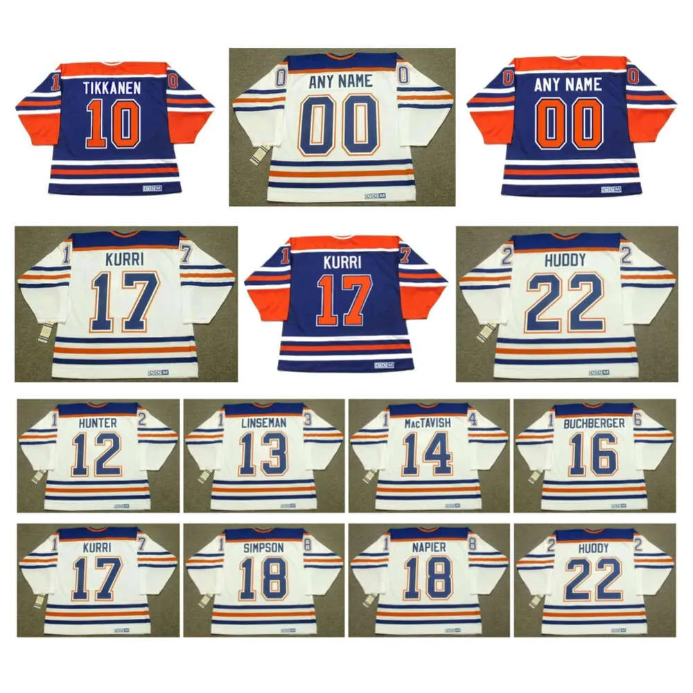 SJ Oilers JARI KURRI CCM Throwback Hockey Jersey Edmonton DAVE HUNTER KEN LINSEMAN TAVISH KELLY BUCHBERGER CRAIG SIMPSON KLIMA NAPIER