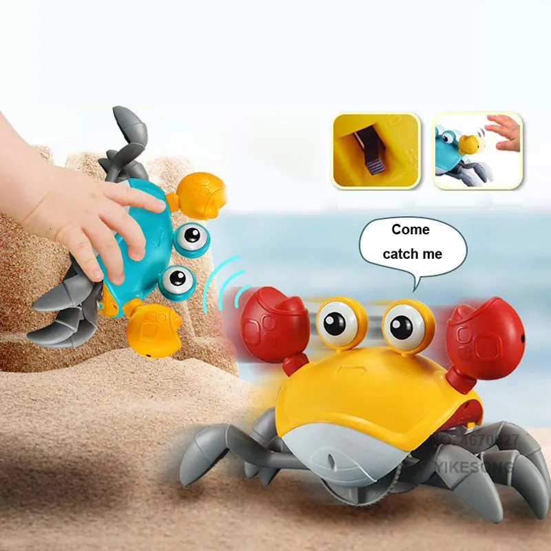 Électrique/RC Animaux Induction Évasion Crabe Rampant Éviter Automatiquement Les Obstacles Jouets Bébé Animaux Électroniques Musical Éducatif Tout-Petit Enfants Cadeau 230414