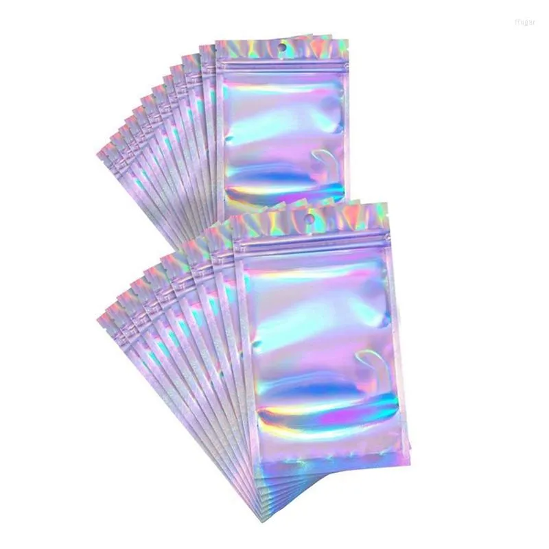 Aufbewahrungsbeutel 100 Stück Verpackungen holographisch für Party Favor Food (holographische Farbe 3 x 4 Zoll und 6 x 9 Zoll)