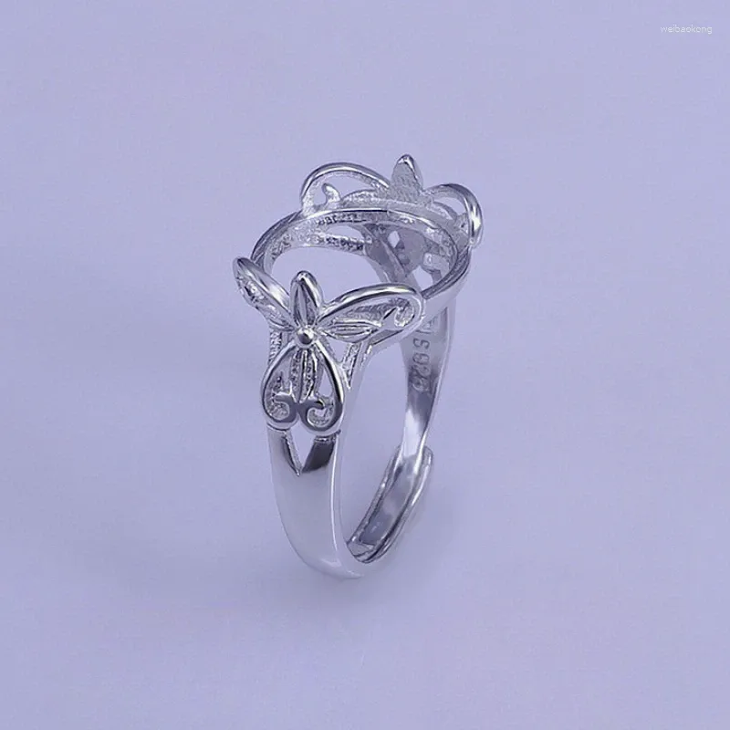 Pierścienie klastra 13 mm kamień szlachetny dla pierścienia DIY 925 Srebrny z 3 warstwami 18k białe złoto