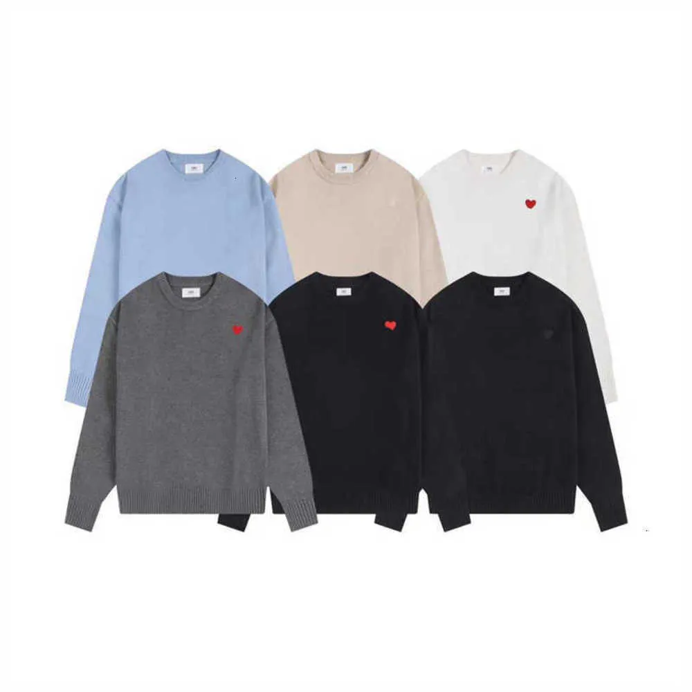 AMISユニセックスデザイナーAmisWeater Women's Paris Fashion Brand Lover Red HeartトップラウンドネックセーターS-XL