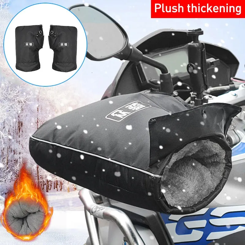 Fem fingrarhandskar Motorcykelskoter tjockt varmt styret Muff Grip Handtag Bar Muff Rainproof Riding Protective Winter Warmer Thermal Cover Handskar 231113