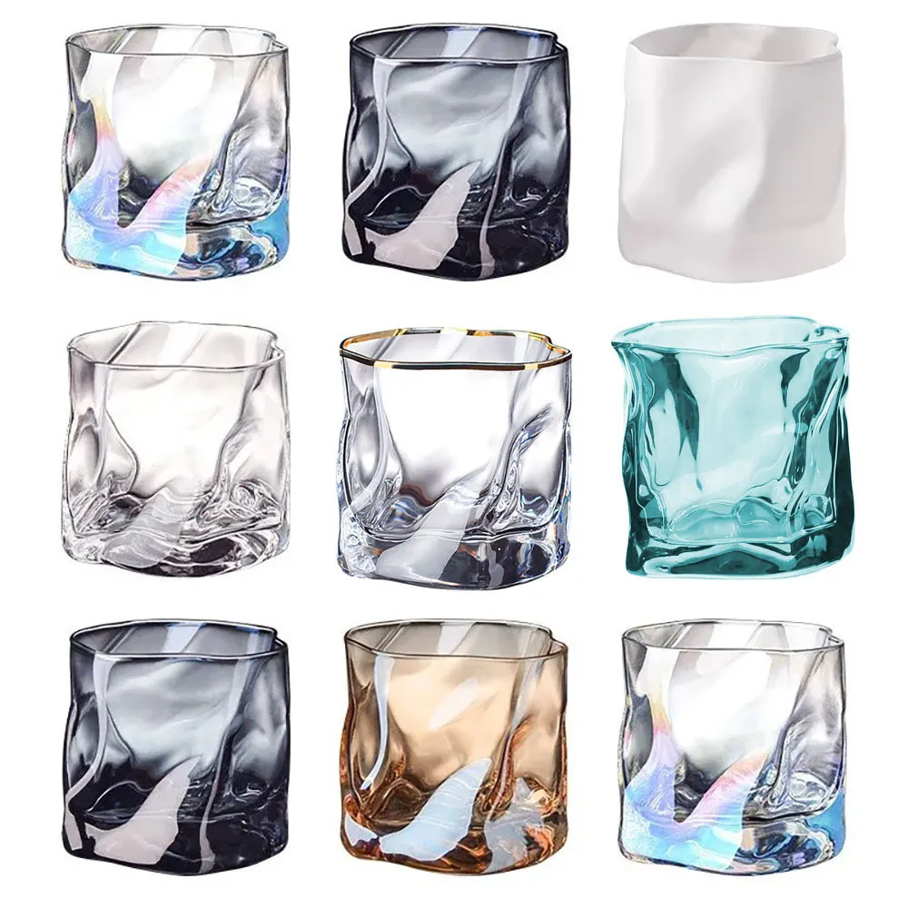 Ins Style Creative Origami Cup Twist Glass Bar Whiskey Transparenter Bierkrug Glas Wasserbecher Schnapsglas