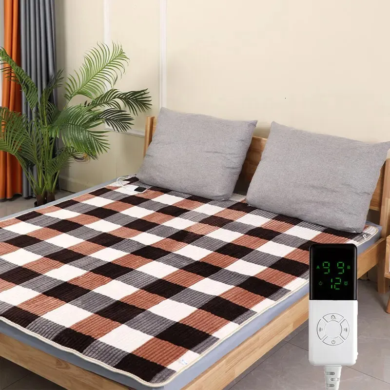 Cobertor elétrico europa zona dupla aquecimento controle inteligente cama macia cobertor de aquecimento elétrico velo 231114