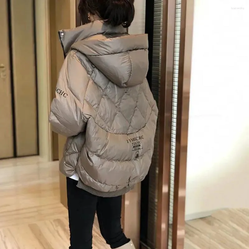 Gabardinas De Mujer Abrigos De Invierno Con Capucha Chaqueta De Algodón Puffer Abrigo Europeo Suelto Cálido Casual Carta Impresión Parkas Damas Elegante Outwear