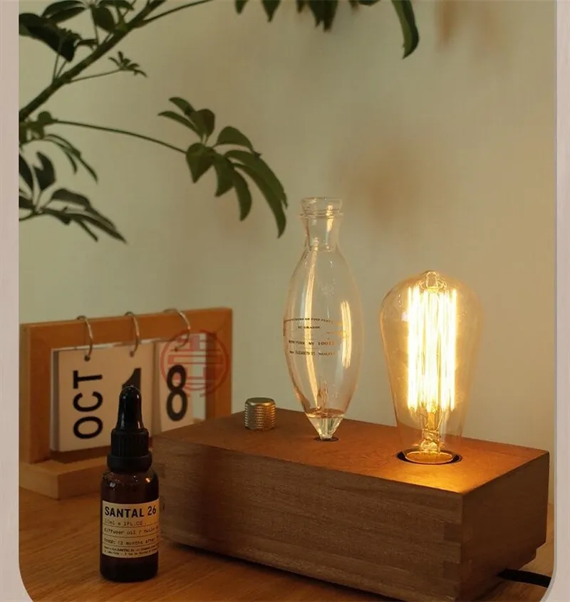 USB Aromatherapy Diffuser Air Humidifier With Light Bulb Electric Aroma Diffuser Mist Wood Oil Diffuser For Office Home with 30ml Essential Oil