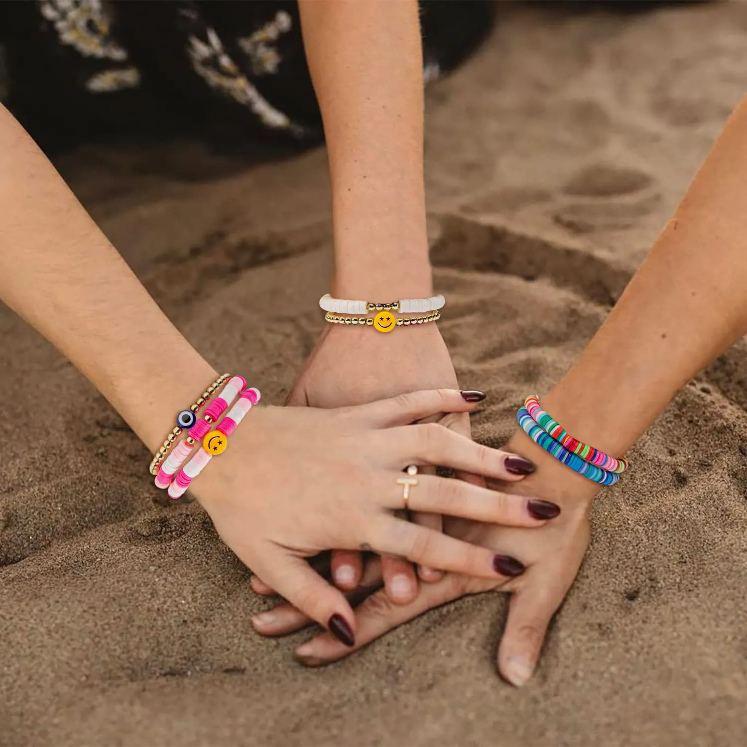 KIFEDSLJ Braccialetti Bohémien Con Perline In Argilla, Elastici Colorati, Stile Surfista E Spiaggia, Gioielli Donna Impilabili - 2