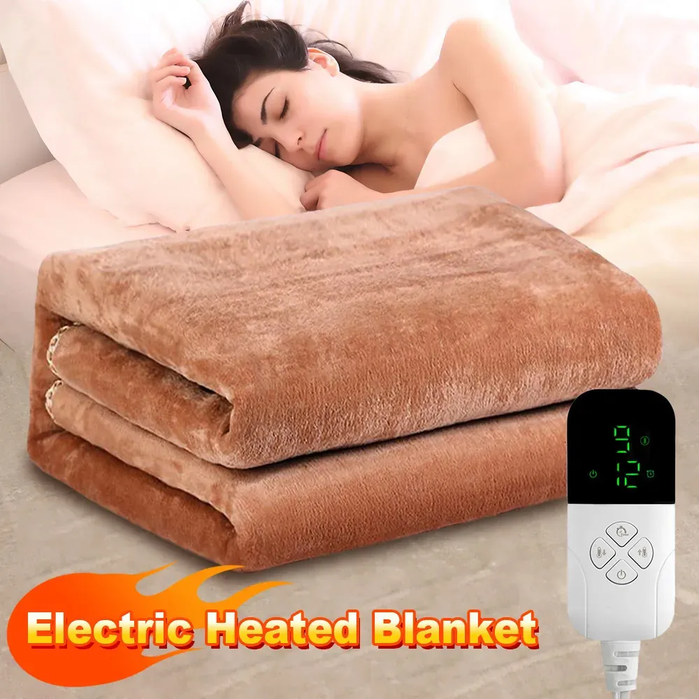 Coperta elettrica 220V Coperta riscaldata Lenzuolo elettrico Addensare Termostato Coperte elettriche Coperta riscaldante elettrica di sicurezza Materasso elettrico caldo 231114