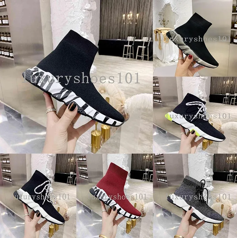 Luxury Designer Speed Trainer Casual Shoes Speeds 2.0 Men Women Tripler s Paris Socks Boots All Black White Blue Vintage Platform Sneakers