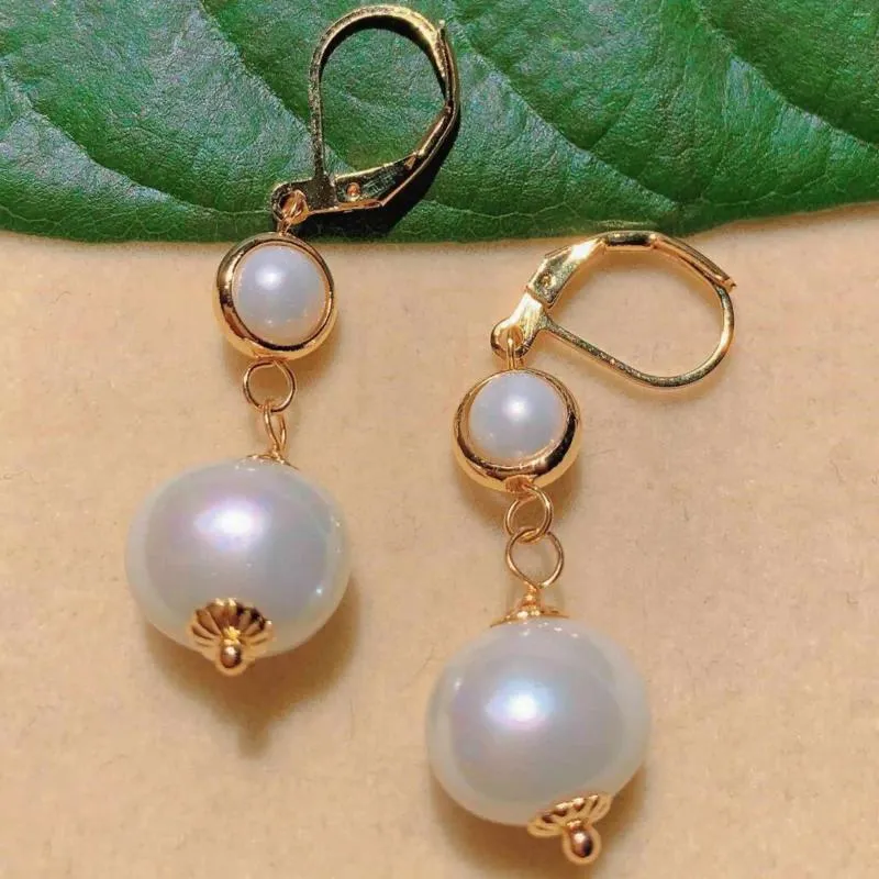 Pendientes colgantes Moda Natural Blanco Plano Perla redonda Grande Pequeño Oro Fiesta del DÍA DE SAN VALENTÍN Accesorios de boda de la suerte Diy CARNAVAL