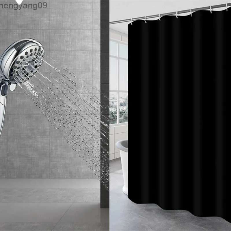 Cortinas de ducha Cortina de baño negra de color sólido Cortinas de ducha grises impermeables simples a prueba de moho para baño con plástico R231114