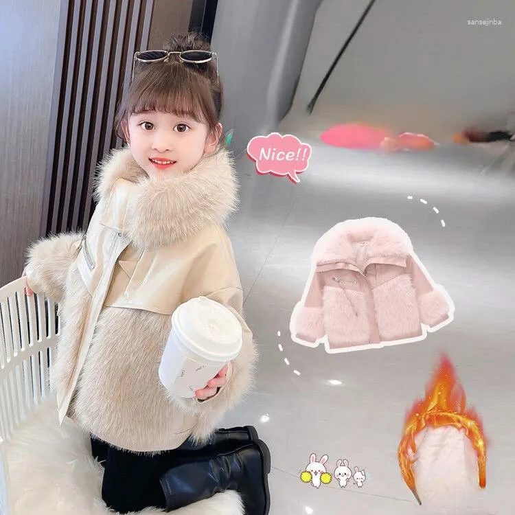 Jackets Children Clothing Autumn Winter Boys And Girls Faux Fur Coat Warm Wool Thickened Jacket V03