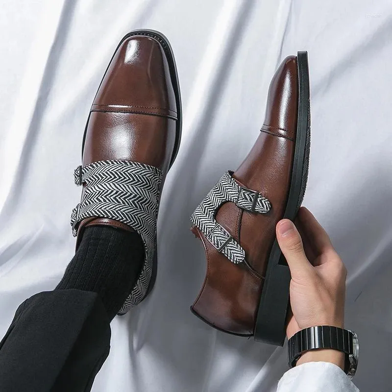 Dress Shoes Luxury Mens Evening Social Loafer Buckle Monk Strap