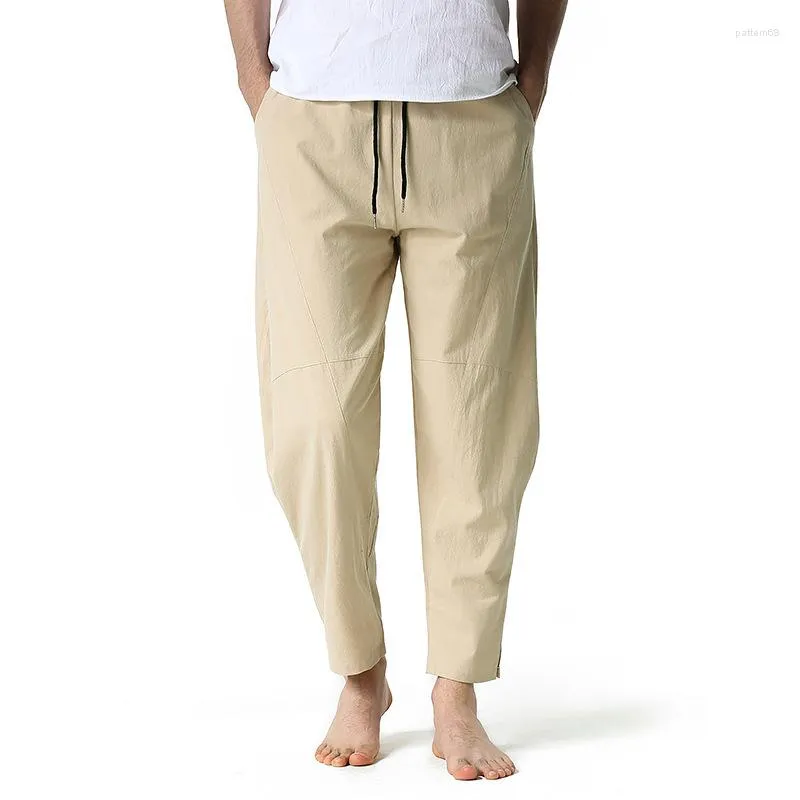 Pantalons pour hommes Hommes Coton Lin Cordon Taille Élastique Casual Jogger Yoga Slim Fit Athlétique Workout Pantalons De Survêtement Avec Poches XXXL