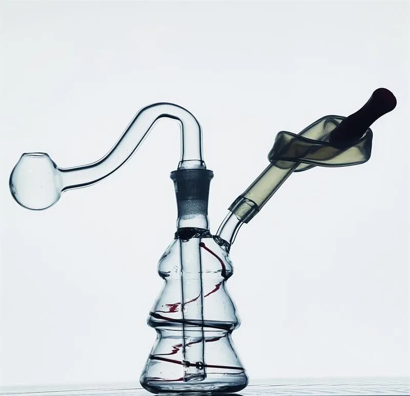 Acook Glass Oil Burner Pipes Tjockt klart rör Small Bubbler Bong Mini Oil Dab Rigs för rökning av vattenpipa