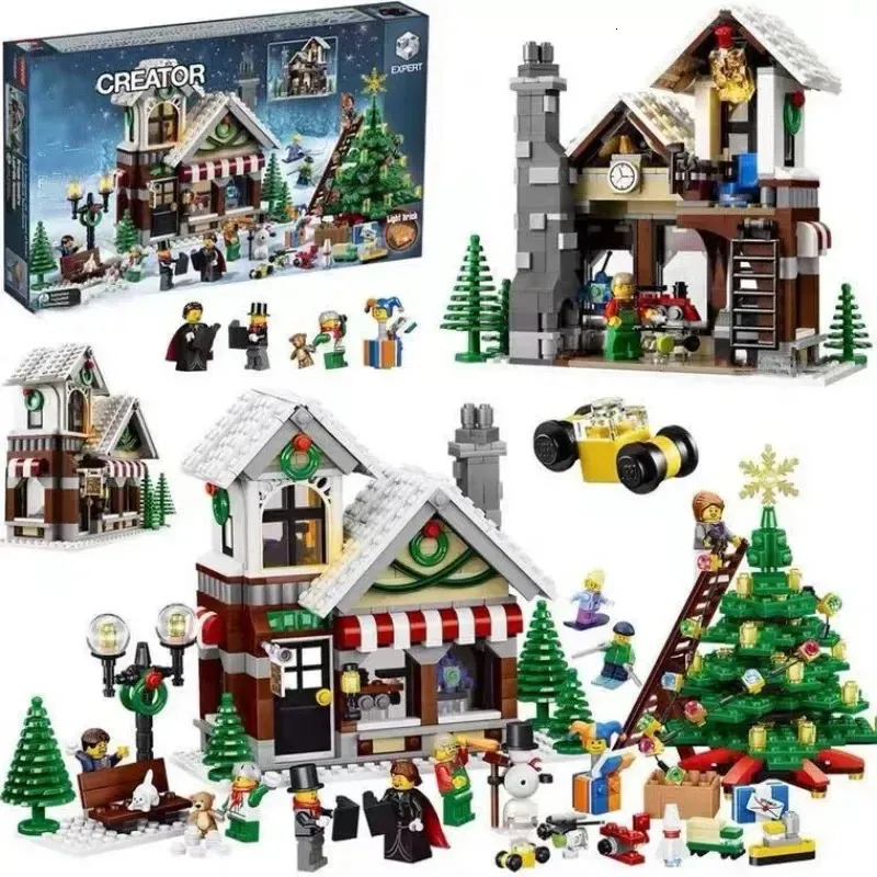 Blocks City Creative Expert Winter Village Toy Shop 10249 Building House Santa Claus Store Bricks Kinder Weihnachtsgeschenk Spielzeug 231114