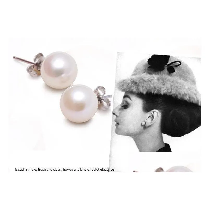 Stud 925 Sterling Sier Pearl Earring Sieraden Romantische charme eenvoudig 6/8/10 mm bal oorbellen Drop levering Dhgarden Dhazh