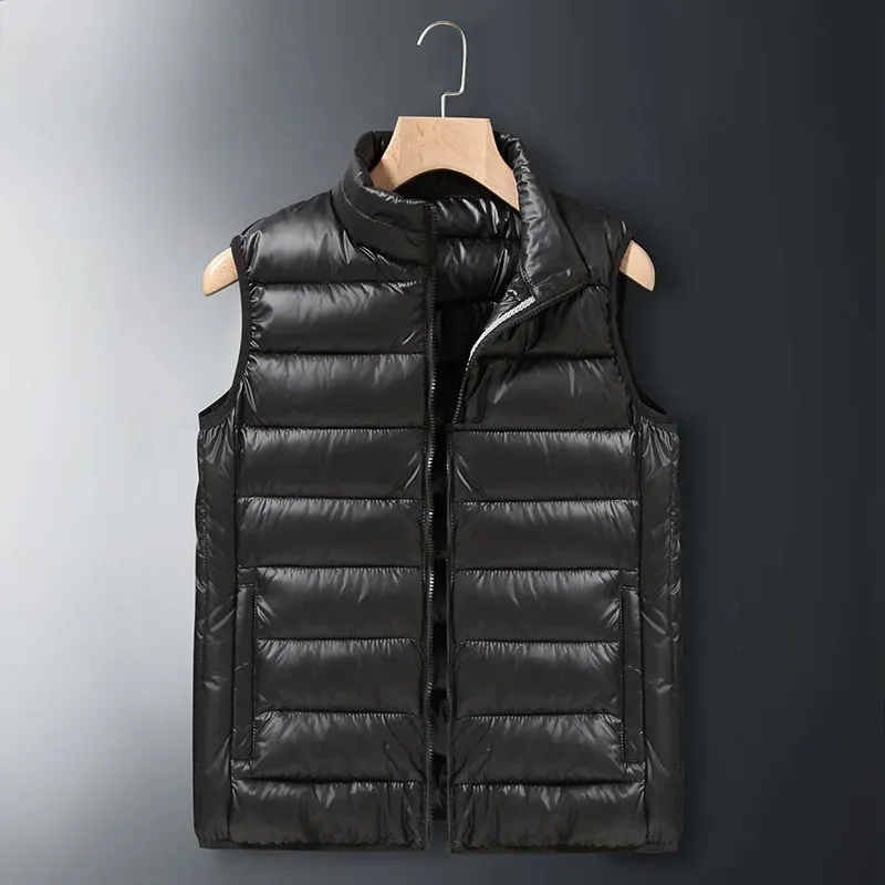 Gilet da uomo # 3644 Nero Grigio Blu Giacca senza maniche da uomo Colletto alla coreana Casual caldo Plus Size 6XL Gilet Gilet da uomo Gilet con cerniera Primavera Autunno 231113